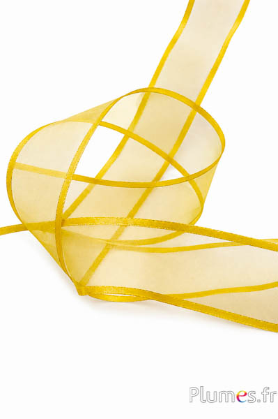 Organzaband mit Drahtkante - Breite 4 cm - gelb